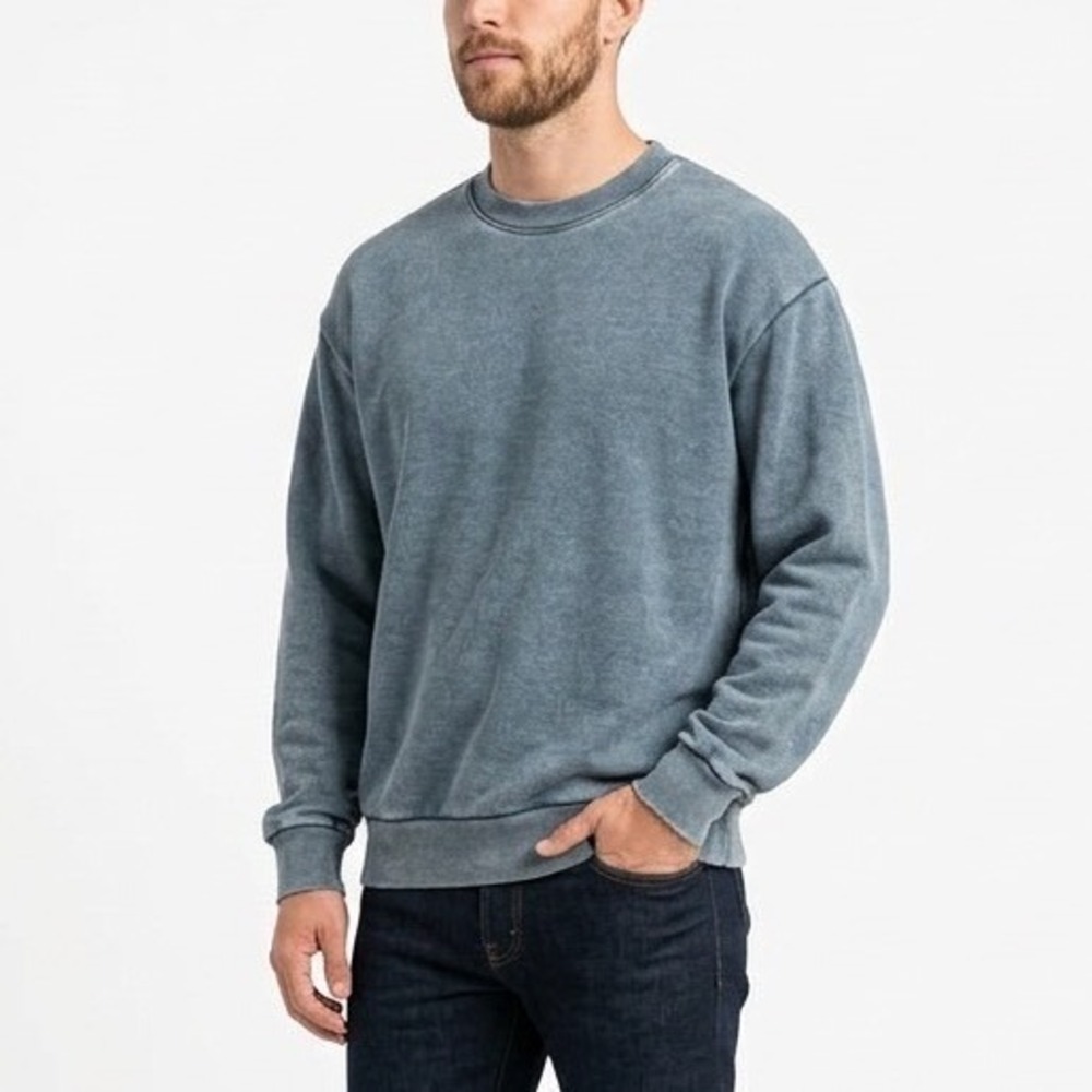 American Giant American Vintage Crew Sweatshirt Unisex Large Blue Fleece‎ Lined